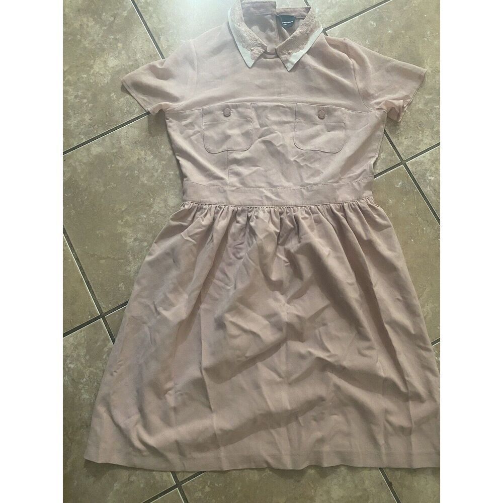 Atos LOMBARDINI 44 M Mixed Fabric Pink Collared Dress Italy